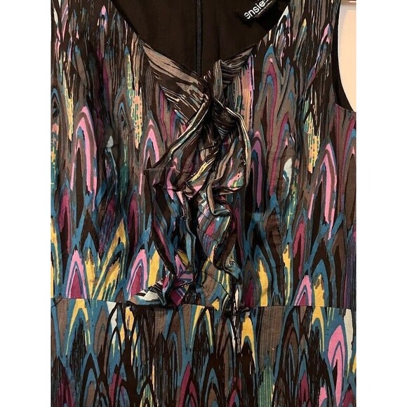 Kensie Sleeveless Dress S Multicolor Print Ruffle Modern Boho Business Casual - Picture 5 of 6